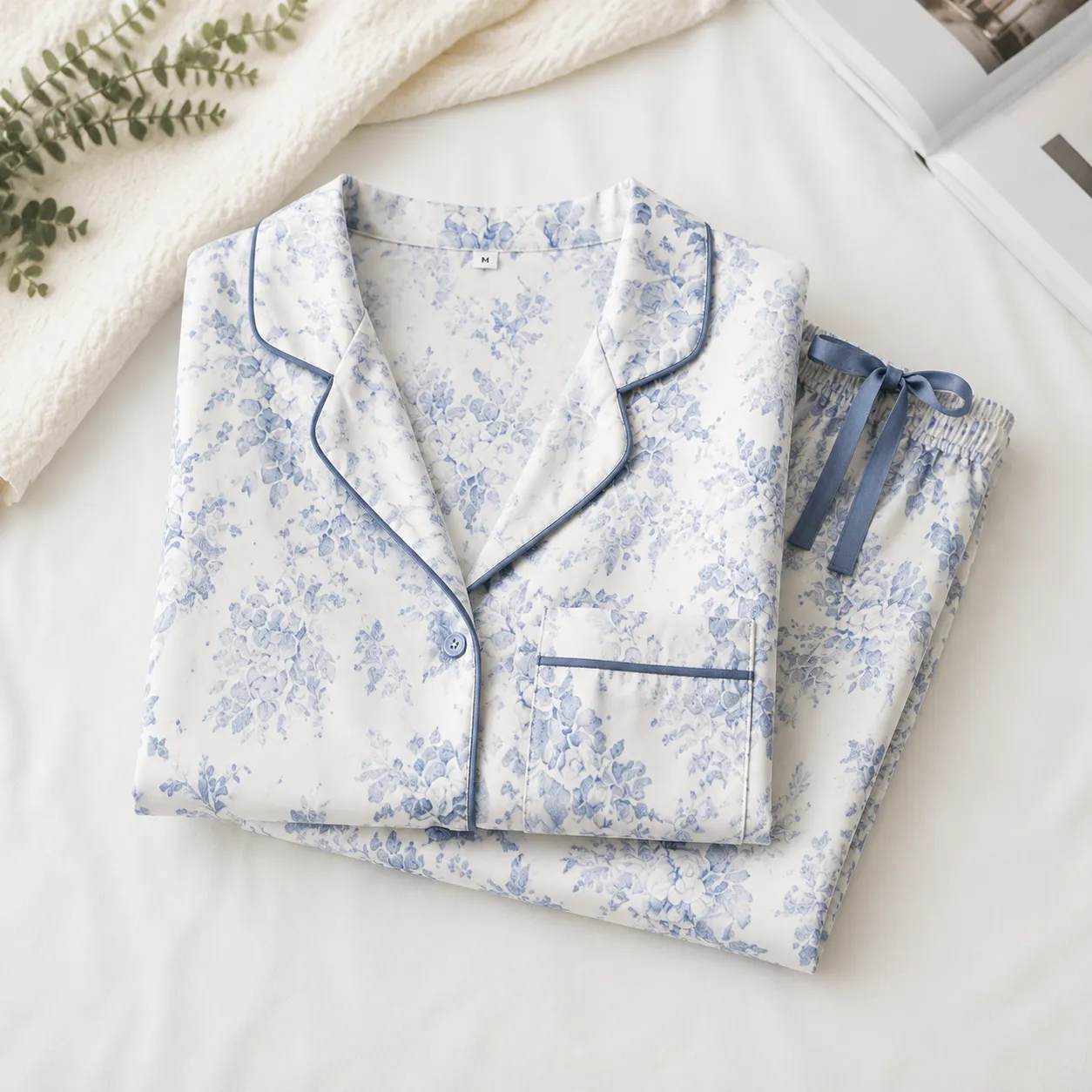 Ensemble de pyjamas de luxe personnalisés pour femmes, 2 pièces, vêtements de nuit boutonnés avec bordure en piping, OEM